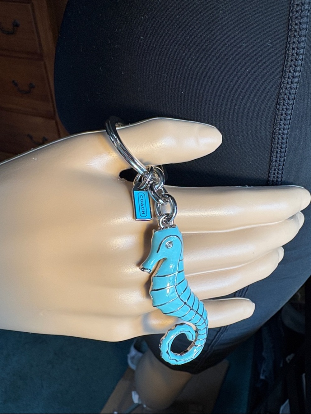 Coach Turquoise Seahorse Keyring Charm